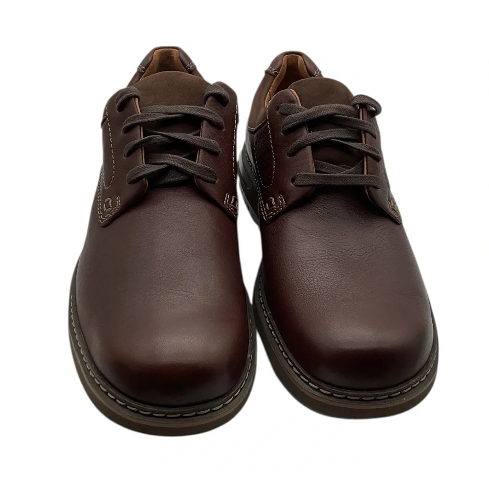 NWT CLARKS UN BRILEY LACE - MAHOGANY Men's Brown Leather‎ Shoes size 7.5